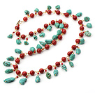 marvelous multi strand turquoise and coral necklace