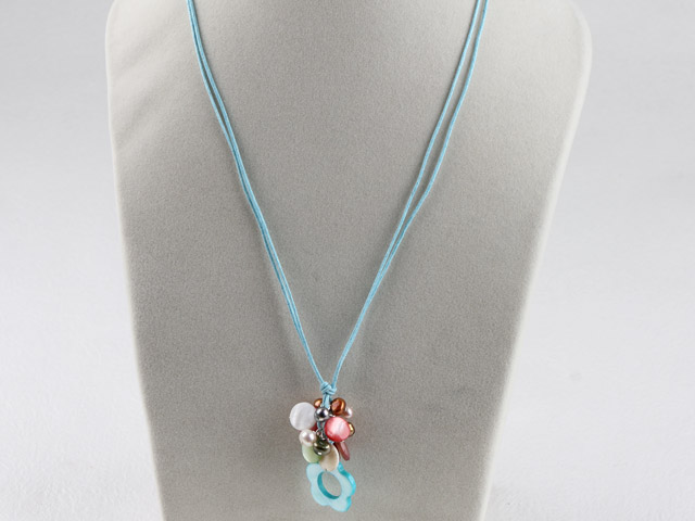 19.7 inches multi color pearl and shell necklace with extendable chain