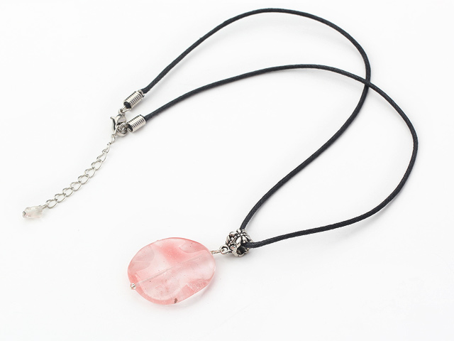 17.7 inches necklace cherry quartze pendant with extendable chain