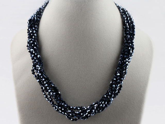 17.7 inches multi strand black gray crystal necklace with magnetic clasp