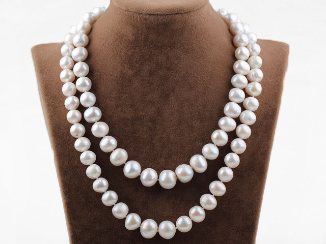 Natural Big White Freshwater Pearl Beaded Necklace ( Can wear in different ways )