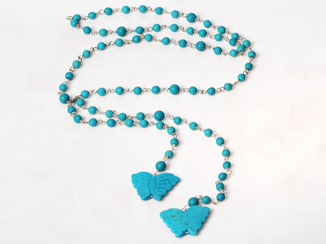 Fashion Style Turquoise Necklace with Turquoise Butterfly Pendant