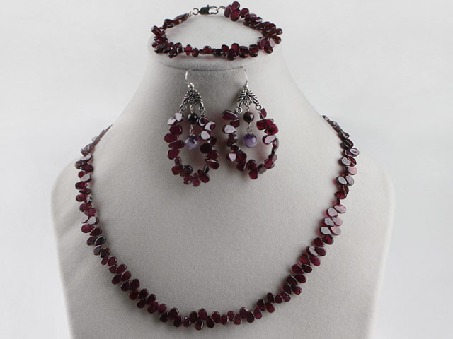 favourite garnet  necklace bracelet earrings set