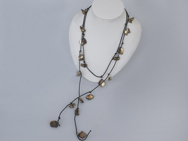 fashion long style brown pearl and shell necklace