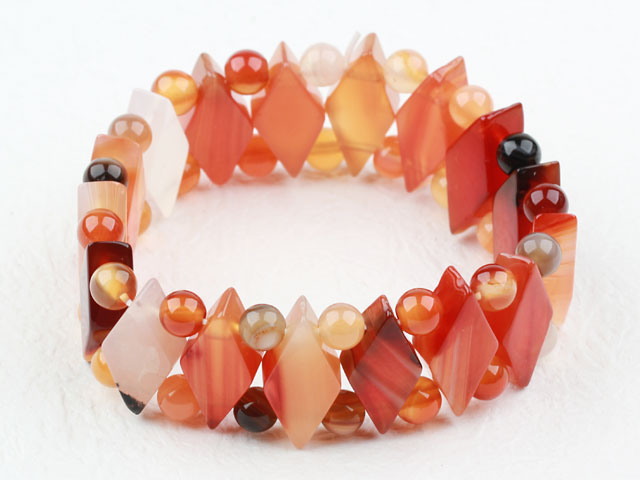 Assorted Natural Color Agate Elastic Bangle Bracelet