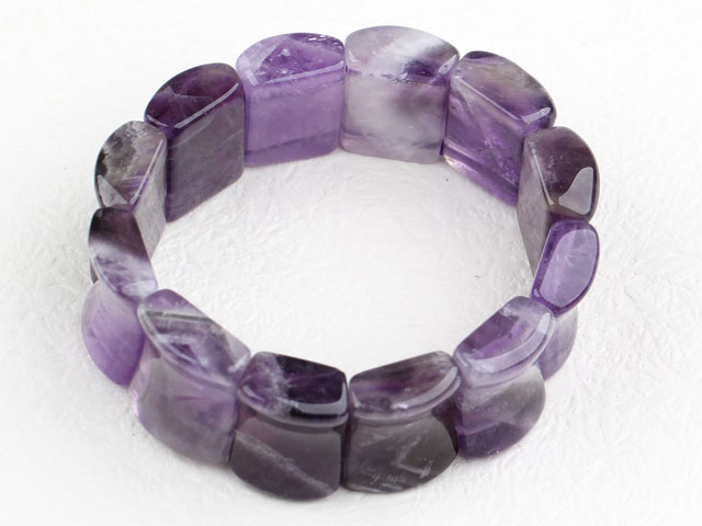 Big Style Concave Shape Amethyst Bangle Bracelet