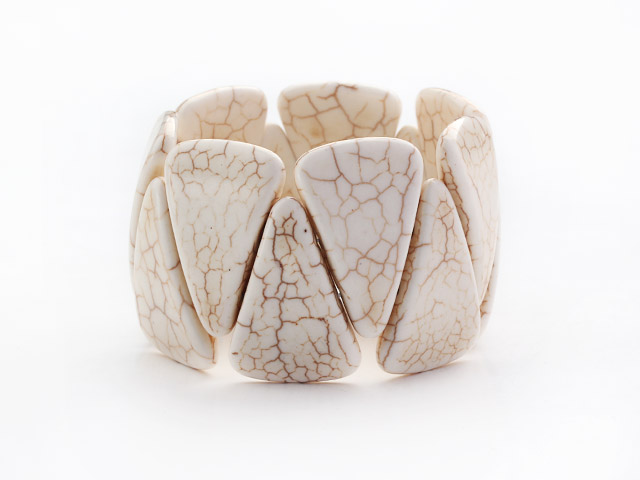 Big Style Triangle Shape White Howlite Stretch Bangle Bracelet