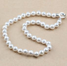 Clssic Design 10mm Faceted Round White Seashell Beaded Necklace