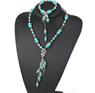 saleable 8-12mm turquoise tibet silver necklace bracelet set 