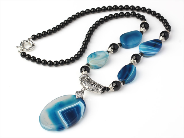 fashion new style blue and black agate necklace