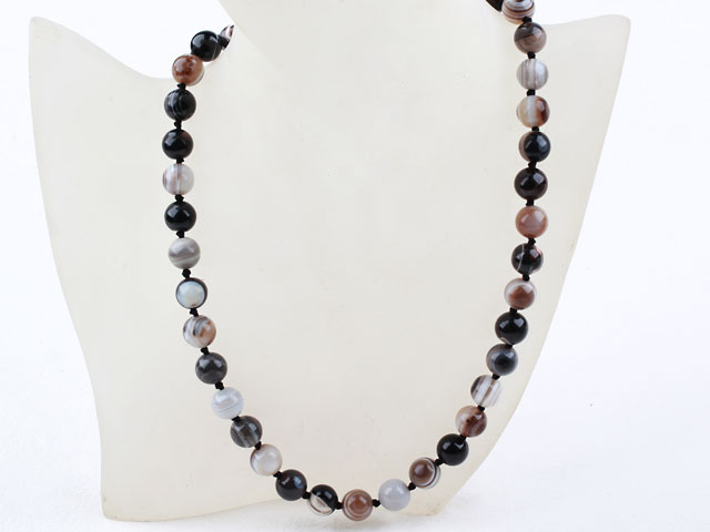 Classic Design 10mm Round Eye Agate Beaded Necklace
