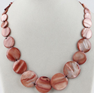 17.7 inches orange color shell disc necklace