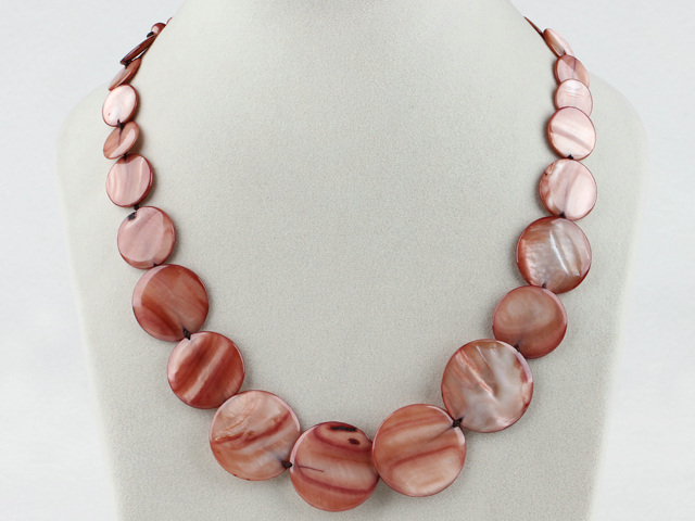 17.7 inches orange color shell disc necklace