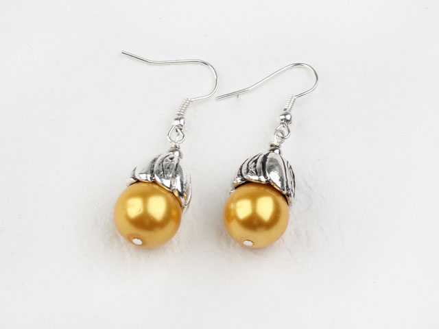 Simple Style Golden Yellow Color Shell Beads Earrings