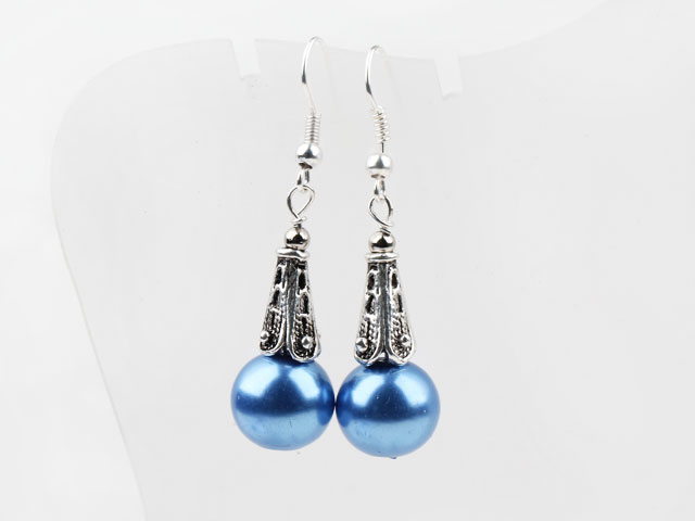 Classic Design Blue Color Shell Beads Earrings