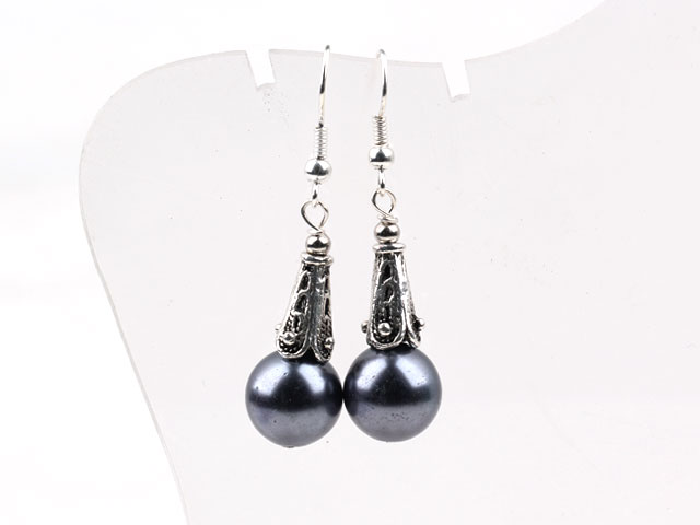 Classic Design Black Gray Color Shell Beads Earrings