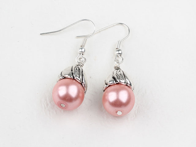 Simple Style Pink Color Shell Beads Earrings