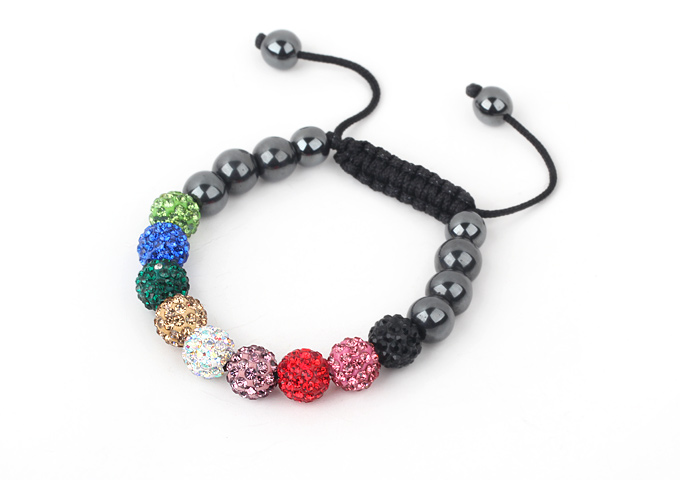 Fashion Style Multi Color Rhinestone and Tungsten Steel Stone Drawstring Bracelet