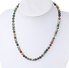 Elegant 6Mm Round Colorful Indian Agate Beaded Strand Necklace