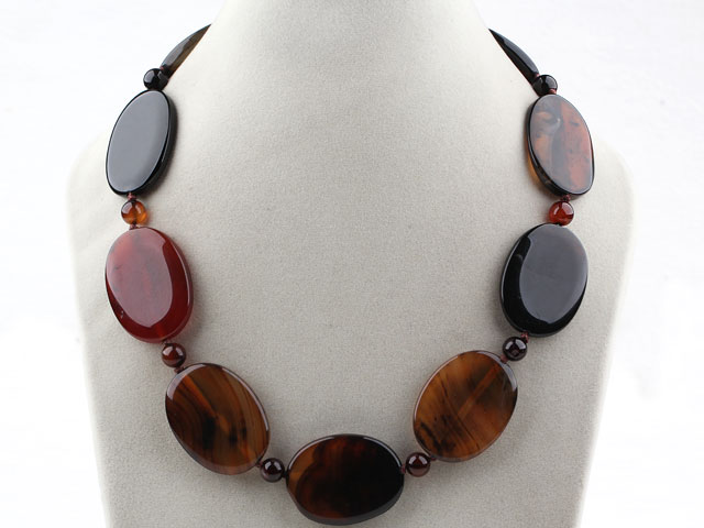 Single Strand Flat Round Visional Agate Necklace with Moonlight Clasp