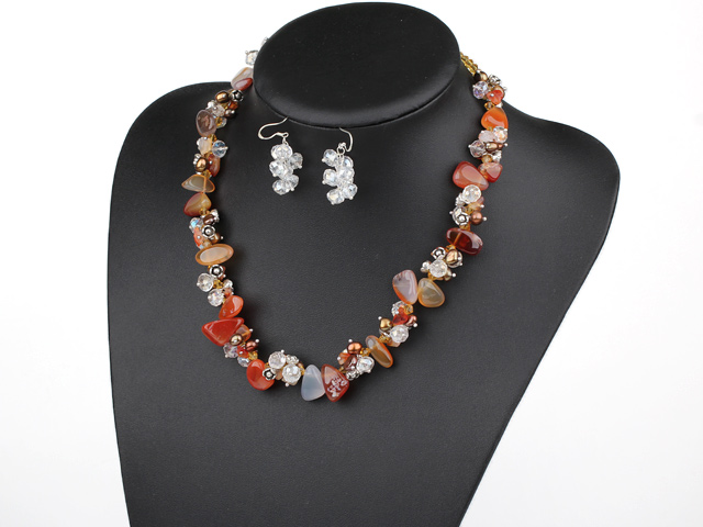 fashion crystal agate necklace with moonlight clasp