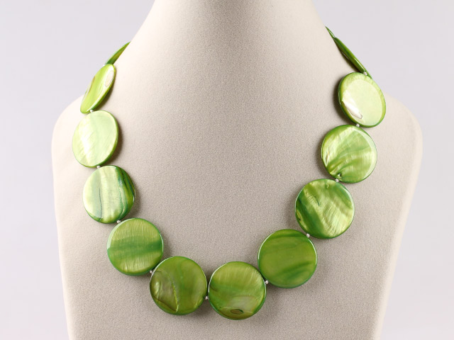 green pearl and shell necklace with lobster clasp