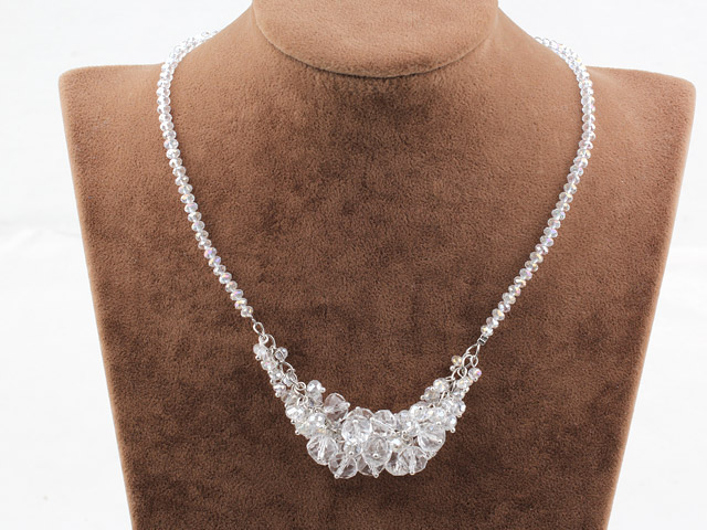 Clear White Crystal Necklace with Magnetic Clasp