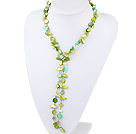 free style handmade 51.2 inches green shell and pearl necklace