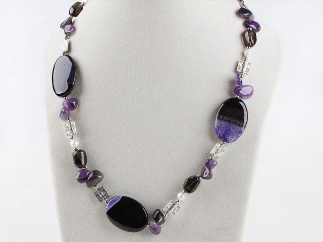 hot amethyst and agate necklace with moonlight clasp