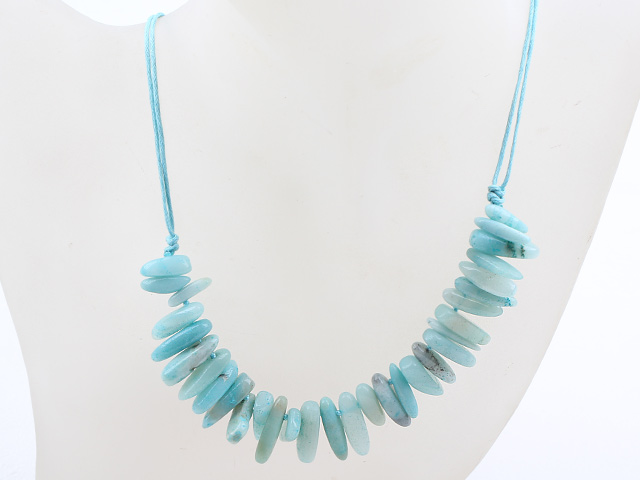 New Design Branch Shape Amazon Stone Necklace with Blue Thread