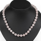 Classic Design 10mm Round Faceted Rose Quartz Beaded Necklace