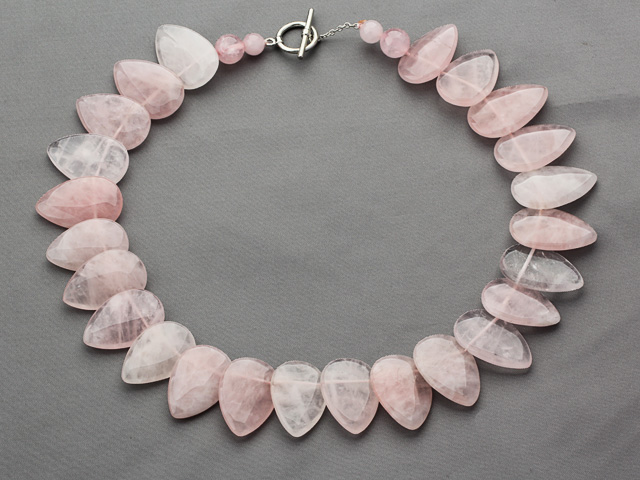 17.5 inches rose quartz necklace with moonlight clasp