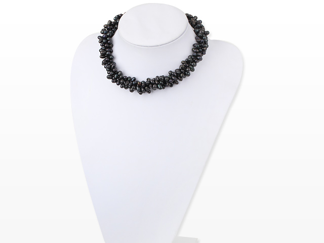 Multi Strands Black Freshwater Pearl Necklace