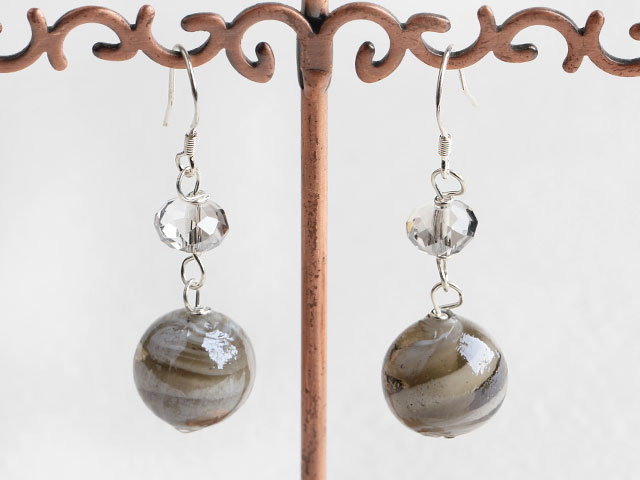 Lovely Gray Series Crystal And Colored Glaze Dangle Earrings With Fish Hook