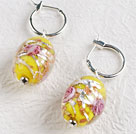 Simple Style Colored Glaze Earrings With Lovely Print And Ear Hoops