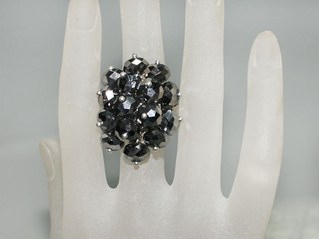 fashion black crystal ring