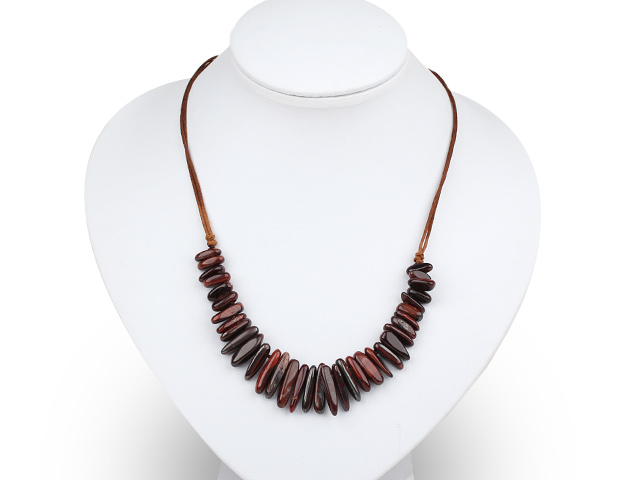 New Design Branch Shape Red Jasper Necklace with Brown Thread