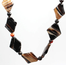 Stripe Black Agate Necklace with Lobster Clasp