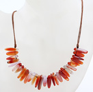 New Design Branch Shape Agate Necklace with Brown Thread