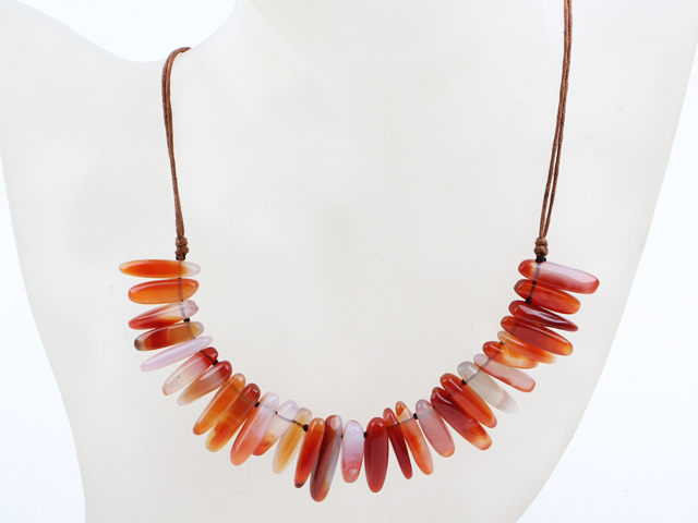 New Design Branch Shape Agate Necklace with Brown Thread