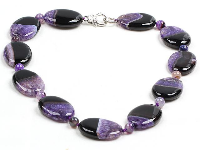 Fashion Oval Shape Crystallized Agate Necklace with Big Lobster Clasp