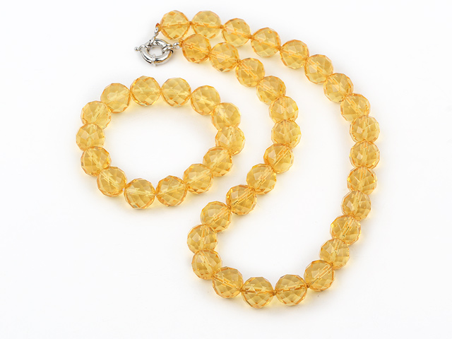 14mm Swiss citrine necklace with matched bracelet