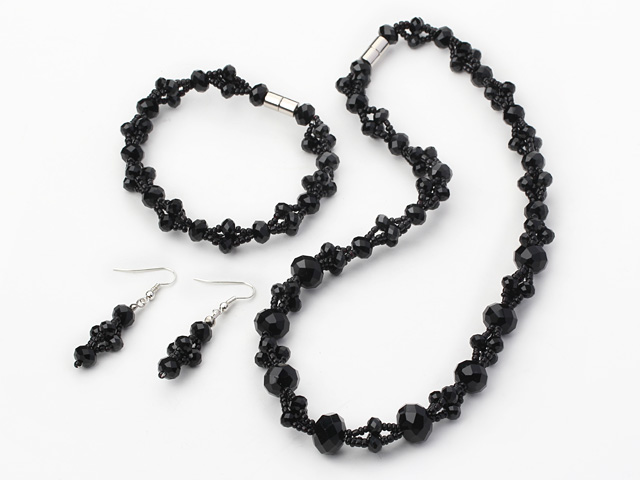 Assorted Black Crystal Set ( Necklace Bracelet and Matched Earrings )