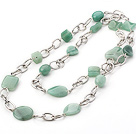 Fashion Long Style Mixed Shape Aventurine Loop Link Chain Necklace, Sweater Necklace