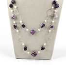 classical style white pearl and amethyst necklace