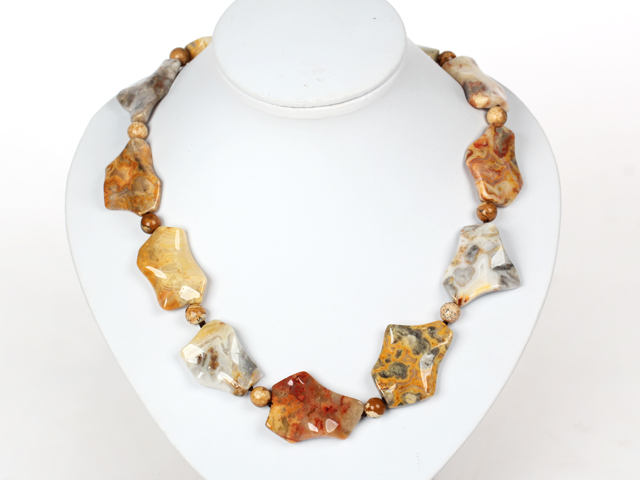 Chunky Necklace Crazy Agate Necklace with Moonlight Clasp