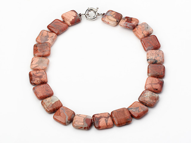 17.5 inches 16mm red jasper necklace with moonlight clasp