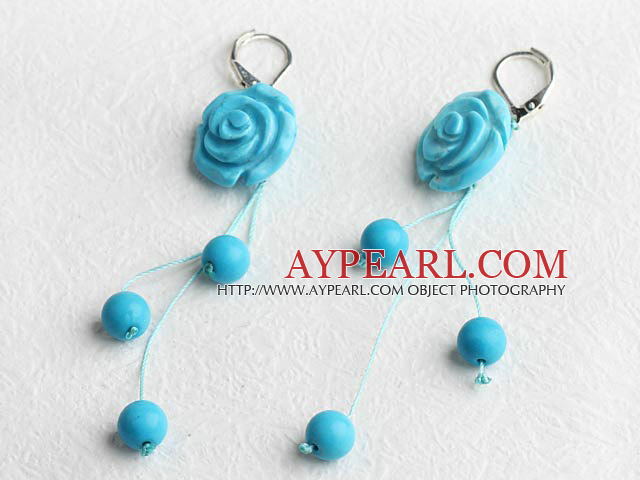 blue turquoise flower earrings