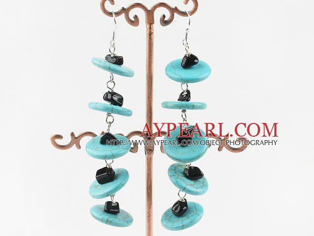 turquoise and black agate earrings