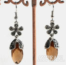 flower style elegant tear drop earrings with rhinestone